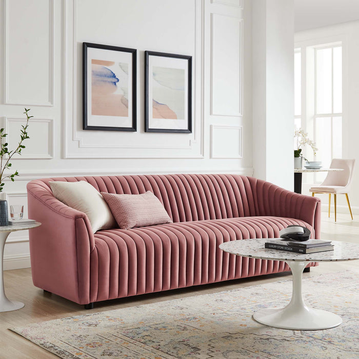 Modway Announce Modern Velvet Channel Tufted Sofa