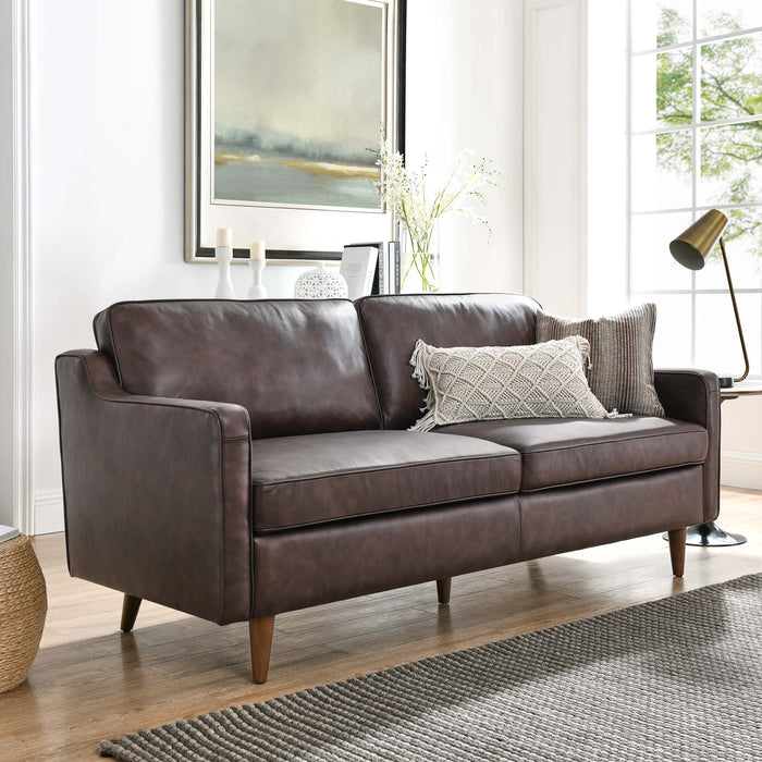 Modway Impart Genuine Mid-Century Modern Leather Sofa