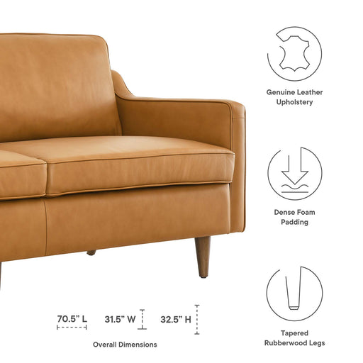 Modway Impart Genuine Mid-Century Modern Leather Sofa