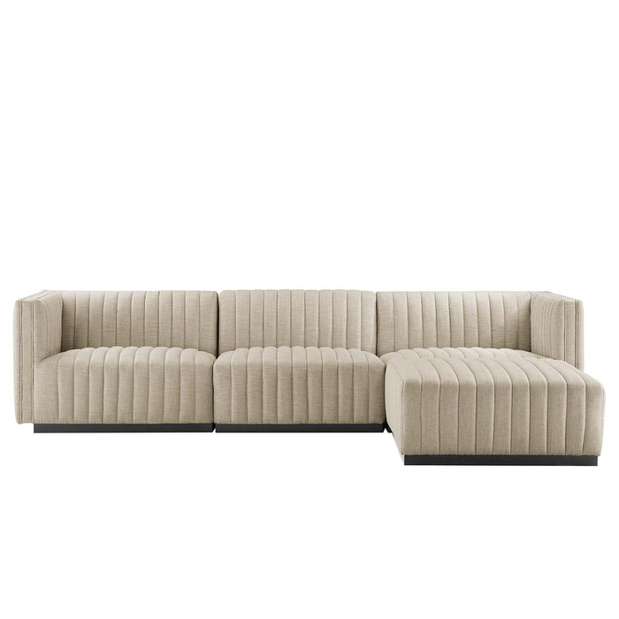 Modway Conjure Tufted Upholstered Fabric 4-Piece Sectional Sofa