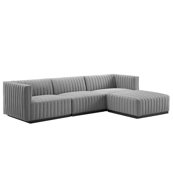 Modway Conjure Tufted Upholstered Fabric 4-Piece Sectional Sofa