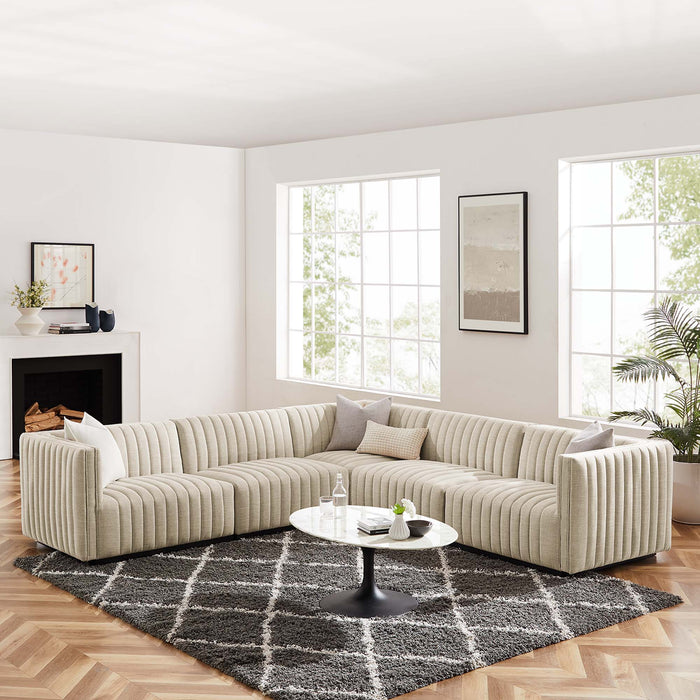 Modway Conjure Fabric 5-Piece L-Shaped Sectional Sofa 