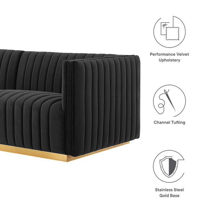 Modway Conjure Channel Tufted Modern Velvet Sofa