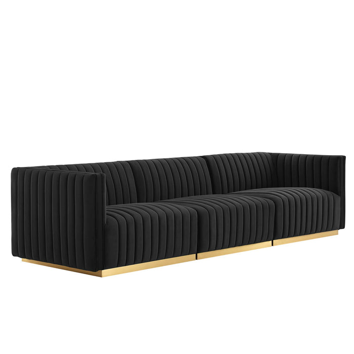 Modway Conjure Channel Tufted Modern Velvet Sofa