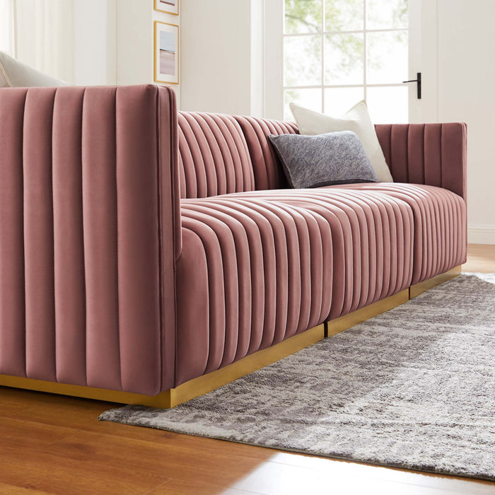 Modway Conjure Channel Tufted Modern Velvet Sofa