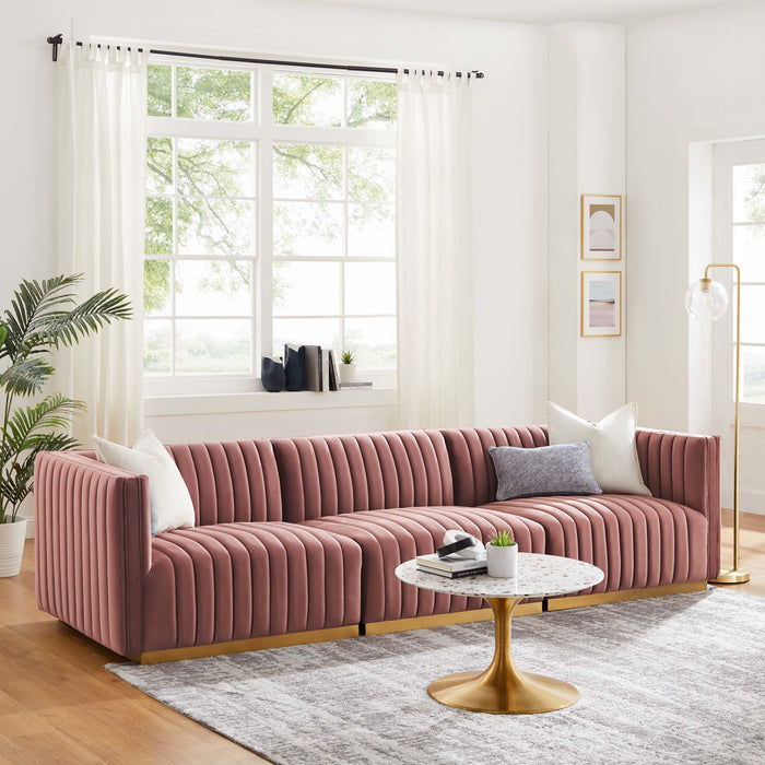 Modway Conjure Channel Tufted Modern Velvet Sofa