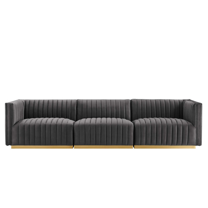 Modway Conjure Channel Tufted Modern Velvet Sofa