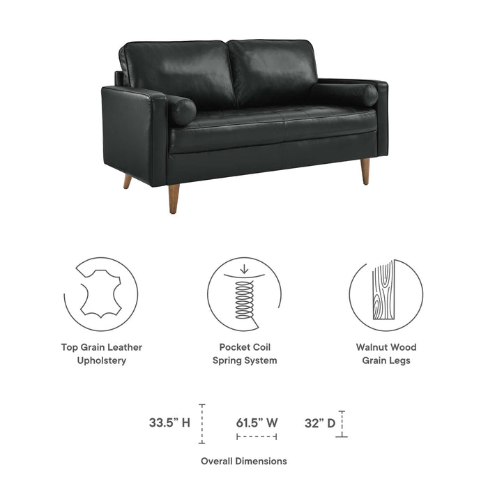 Modway Valour Mid-Century Modern Leather Loveseat