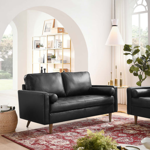 Modway Valour Mid-Century Modern Leather Loveseat