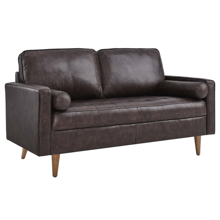 Modway Valour Mid-Century Modern Leather Loveseat