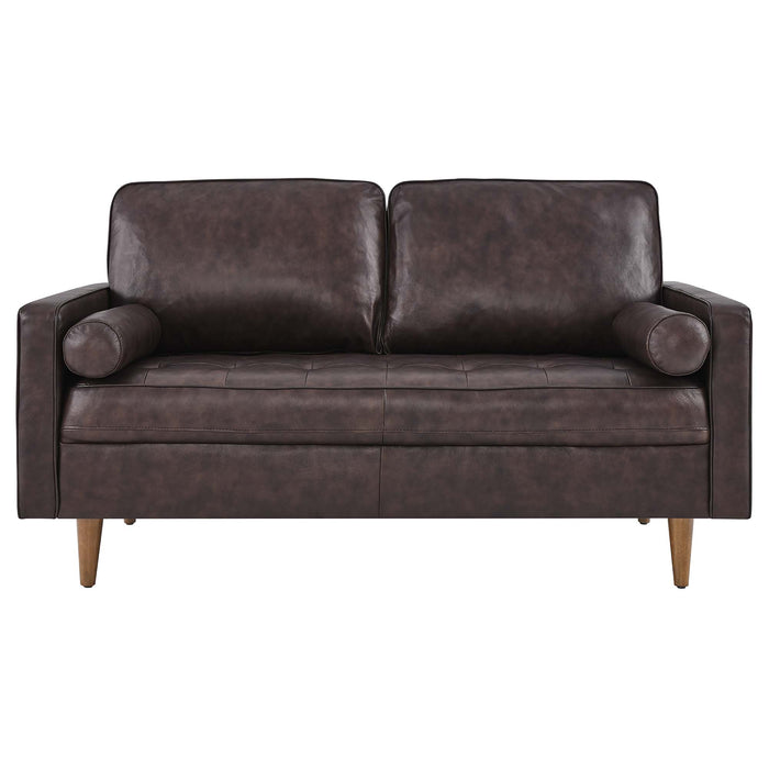 Modway Valour Mid-Century Modern Leather Loveseat