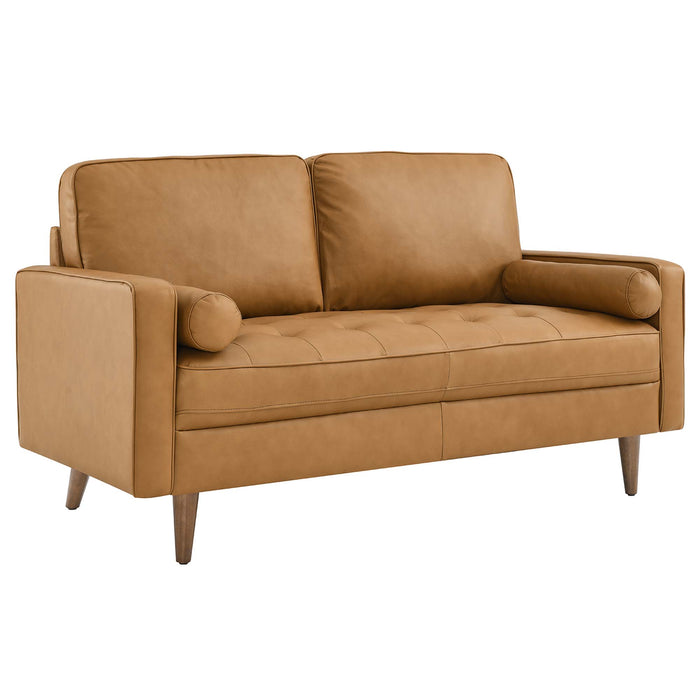 Modway Valour Mid-Century Modern Leather Loveseat