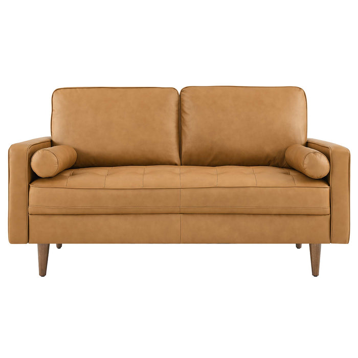 Modway Valour Mid-Century Modern Leather Loveseat