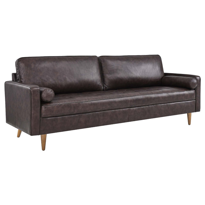 Modway Valour 88" Mid-Century Modern Leather Sofa