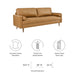 Modway Valour 88" Mid-Century Modern Leather Sofa