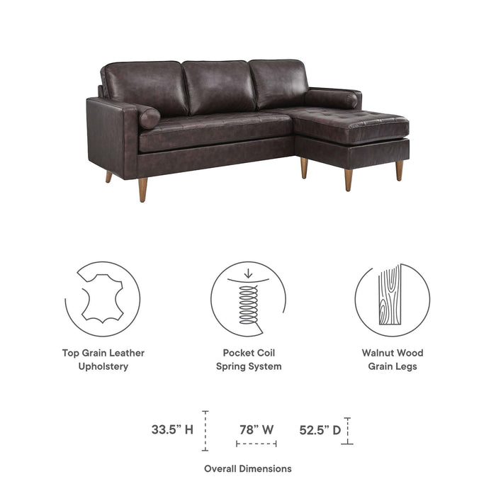 Modway Valour 78" Leather Modern Sectional Sofa