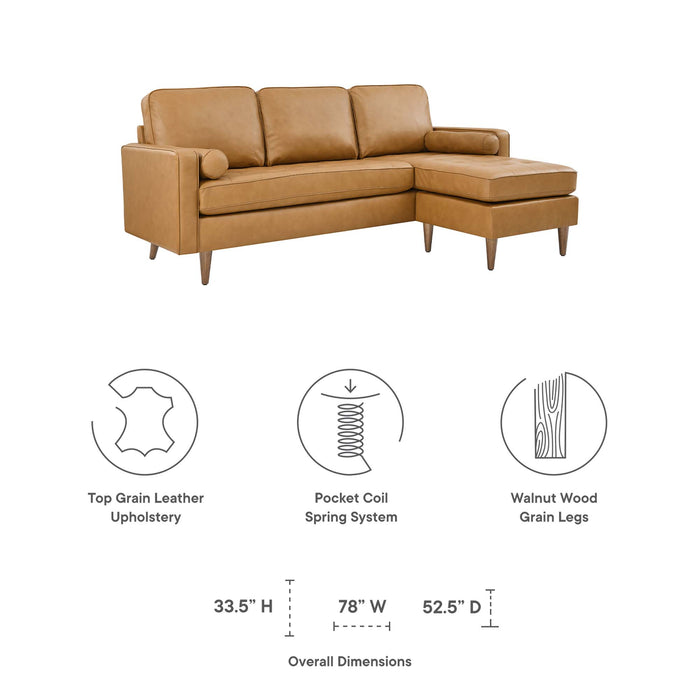 Modway Valour 78" Leather Modern Sectional Sofa