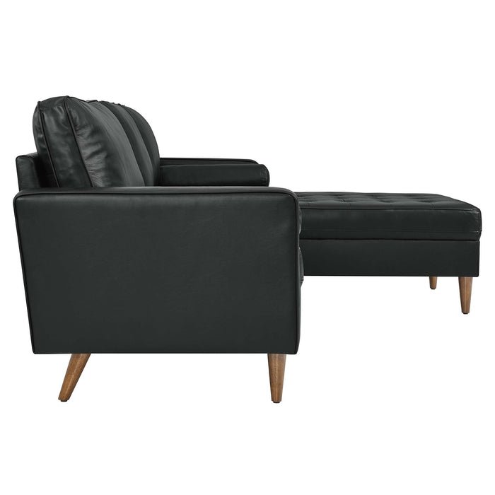 Modway Valour 98" Leather Mid-Century Modern Sectional Sofa