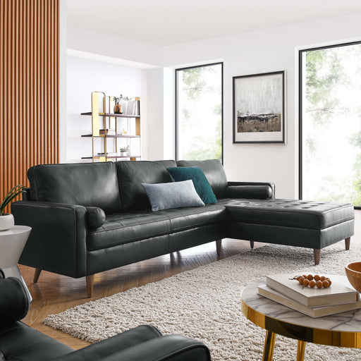 Modway Valour 98" Leather Mid-Century Modern Sectional Sofa