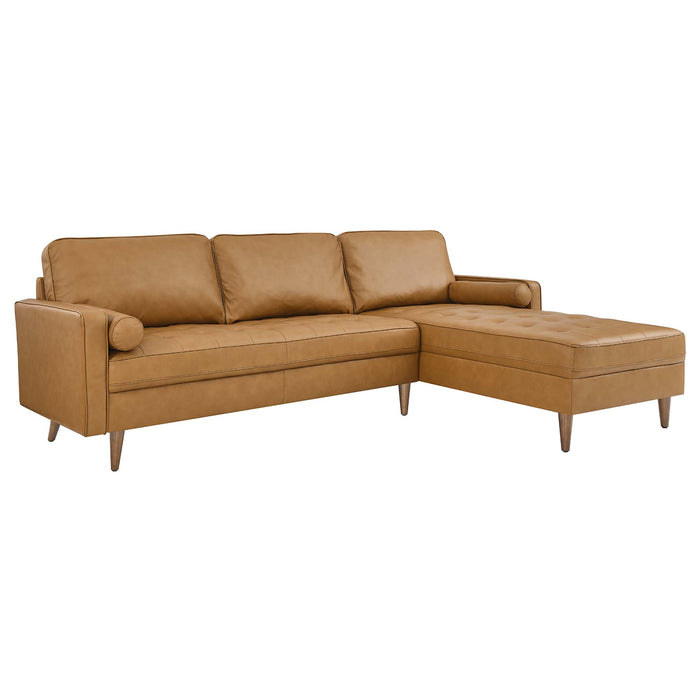 Modway Valour 98" Leather Mid-Century Modern Sectional Sofa