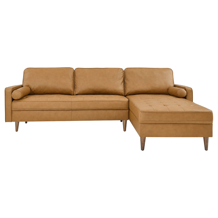 Modway Valour 98" Leather Mid-Century Modern Sectional Sofa