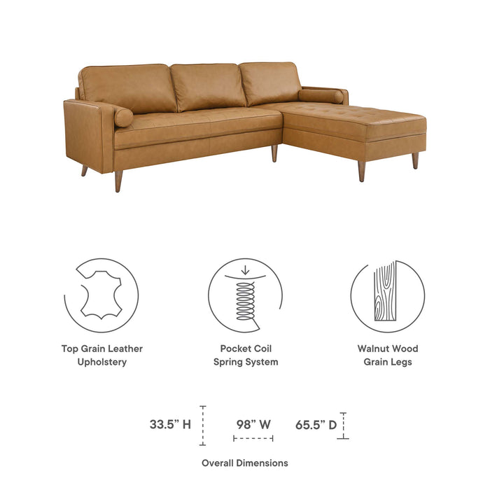 Modway Valour 98" Leather Mid-Century Modern Sectional Sofa