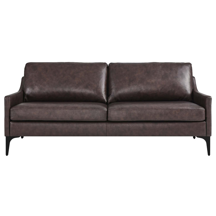 Modway Corland Mid-Century Modern Upholstered Leather Sofa