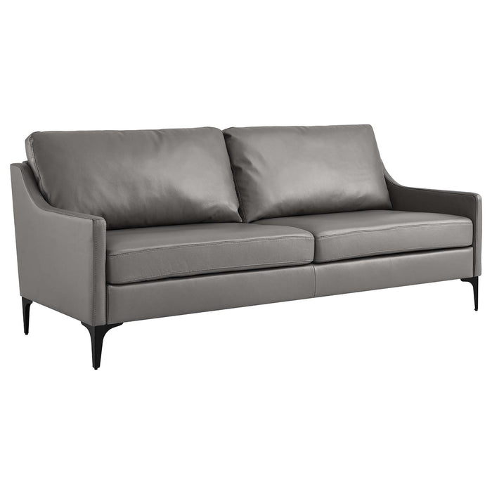 Modway Corland Mid-Century Modern Upholstered Leather Sofa