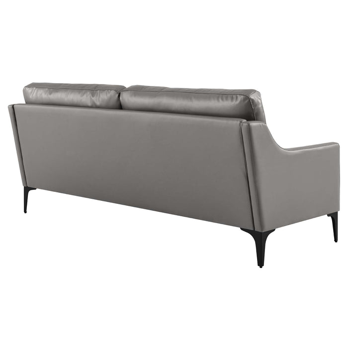 Modway Corland Mid-Century Modern Upholstered Leather Sofa