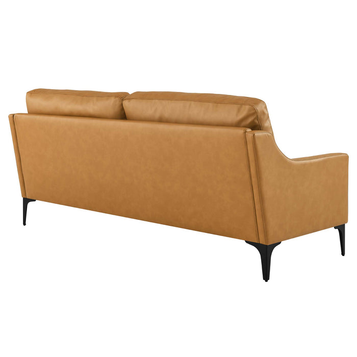 Modway Corland Mid-Century Modern Upholstered Leather Sofa