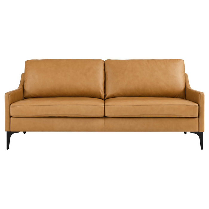 Modway Corland Mid-Century Modern Upholstered Leather Sofa