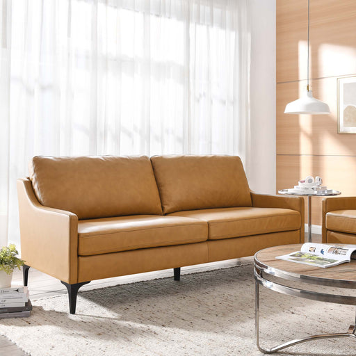 Modway Corland Mid-Century Modern Upholstered Leather Sofa