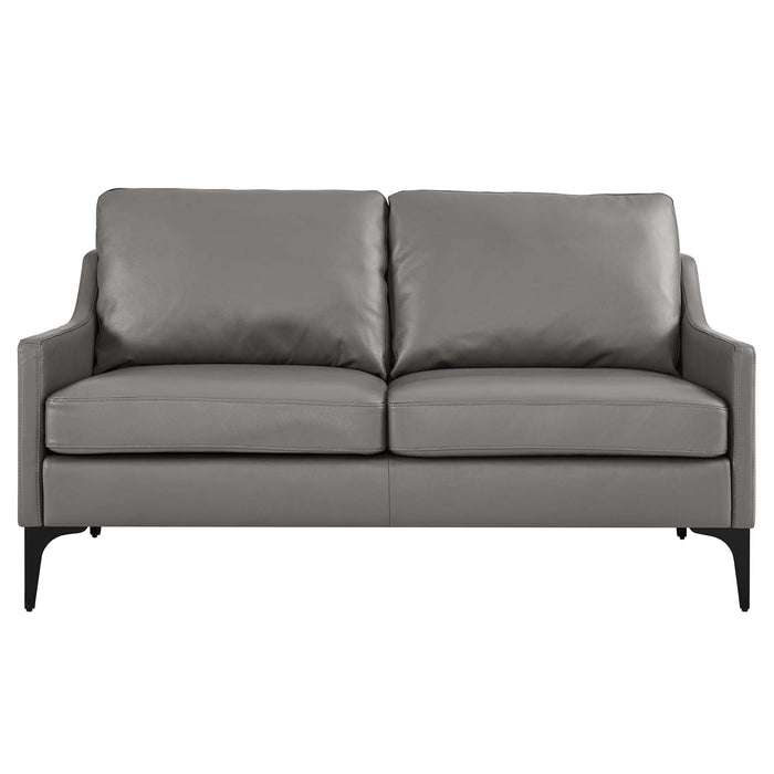 Modway Corland Leather Mid-Century Modern Loveseat