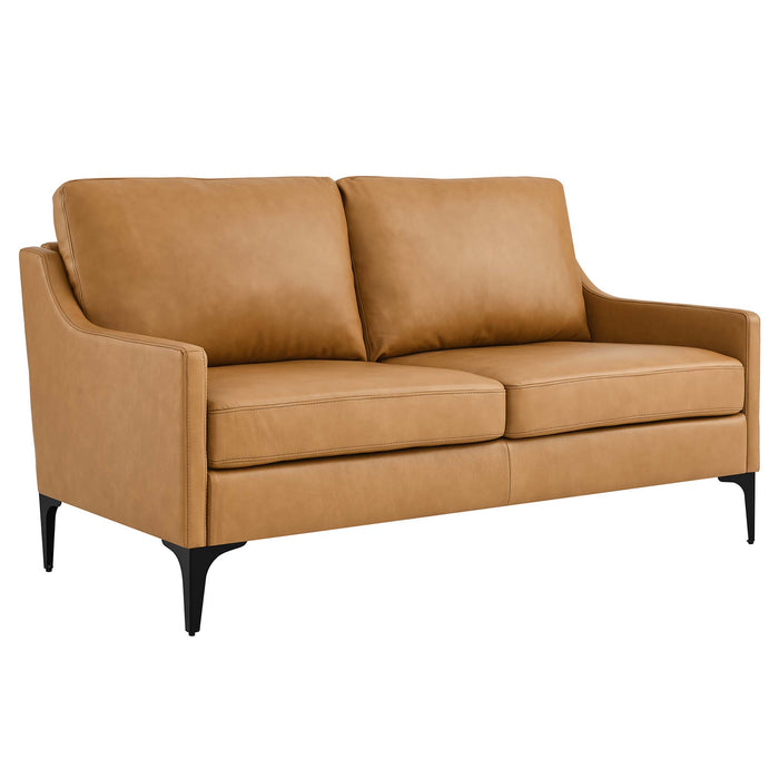 Modway Corland Leather Mid-Century Modern Loveseat