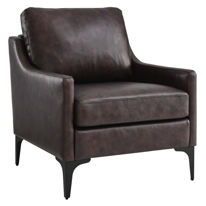 Modway Corland Upholstered Leather Accent Armchair