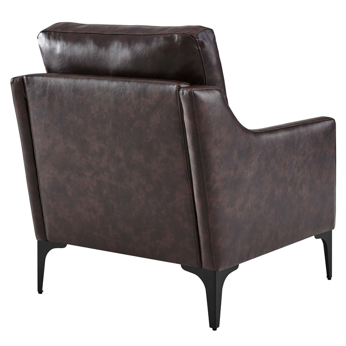 Modway Corland Upholstered Leather Accent Armchair