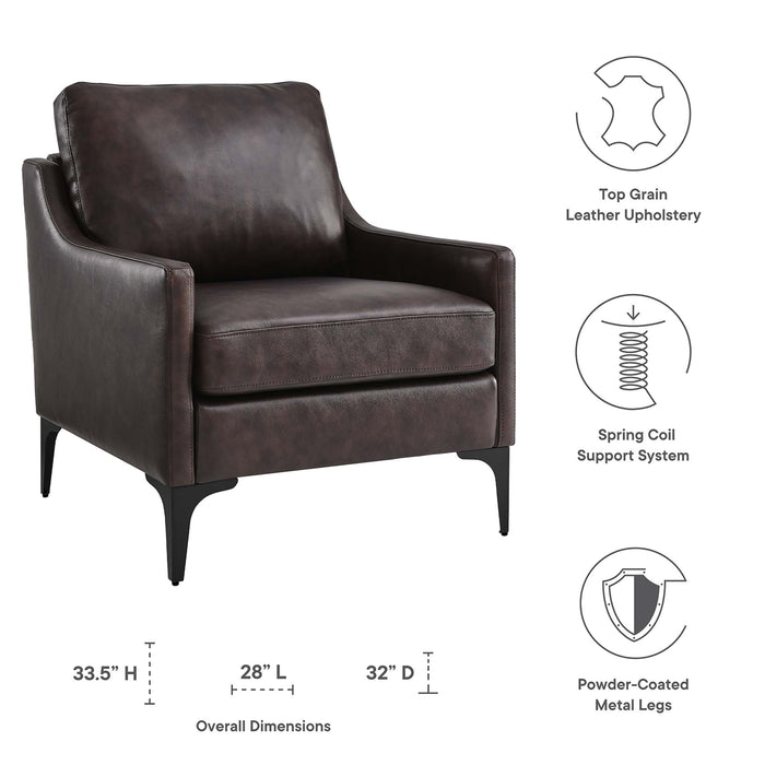 Modway Corland Upholstered Leather Accent Armchair