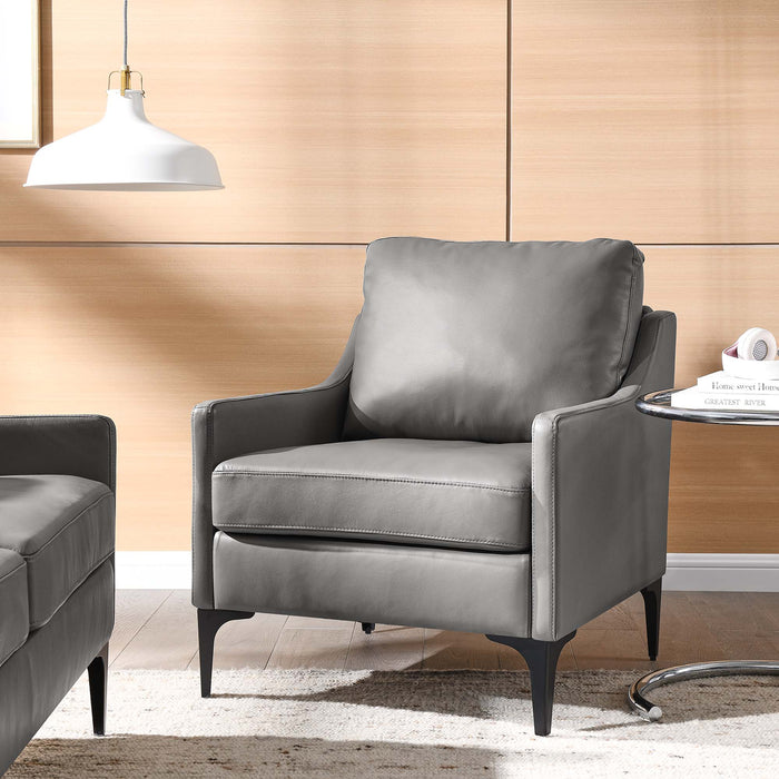 Modway Corland Upholstered Leather Accent Armchair