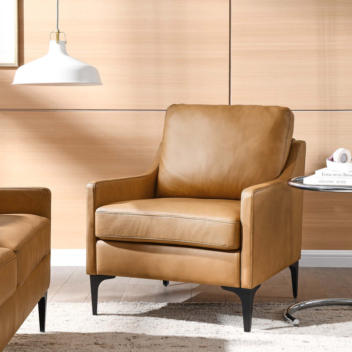 Modway Corland Upholstered Leather Accent Armchair