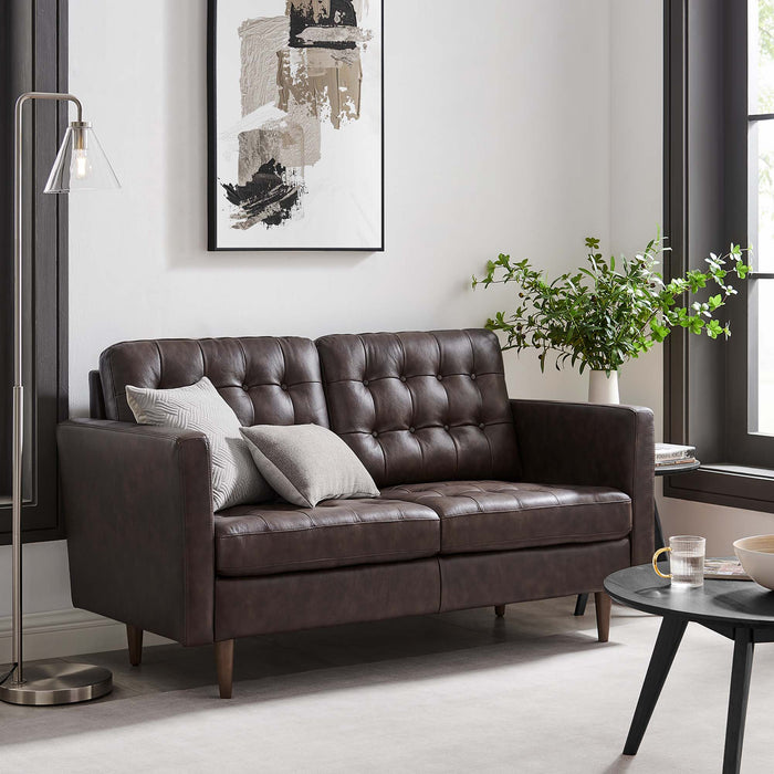 Modway  Exalt Tufted Leather Modern Loveseat