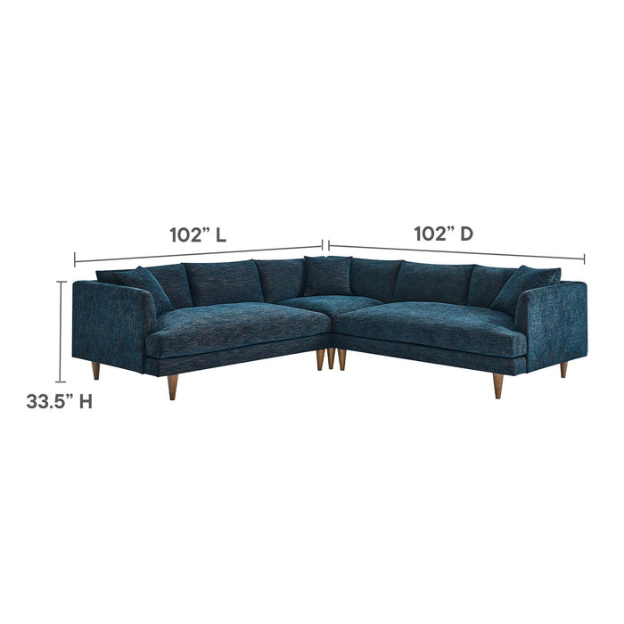 Modway Zoya Down-Filled Overstuffed 3-Piece Sectional Sofa