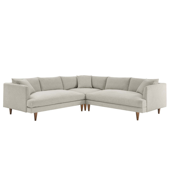 Modway Zoya Down-Filled Overstuffed 3-Piece Sectional Sofa