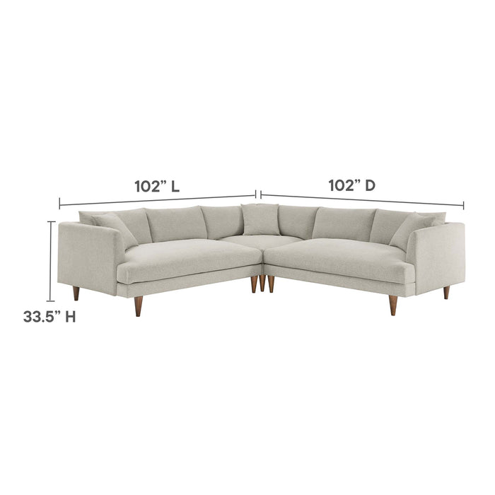 Modway Zoya Down-Filled Overstuffed 3-Piece Sectional Sofa