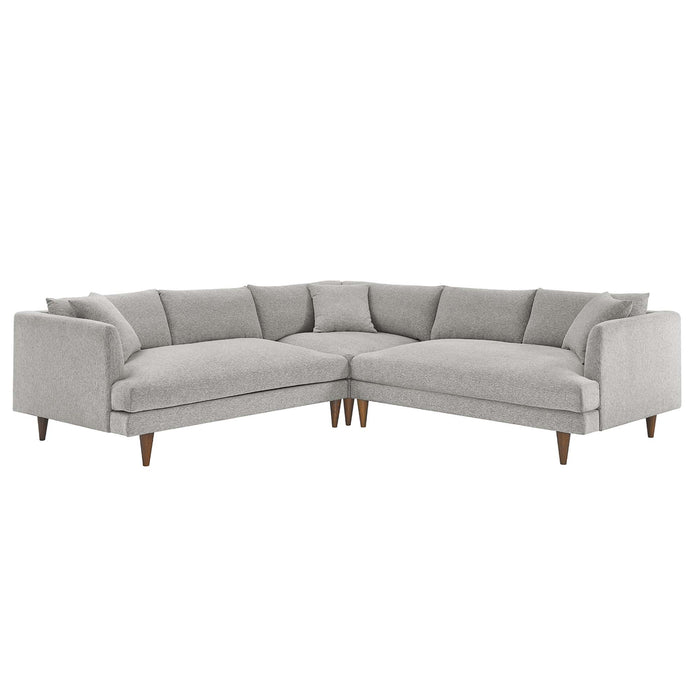 Modway Zoya Down-Filled Overstuffed 3-Piece Sectional Sofa