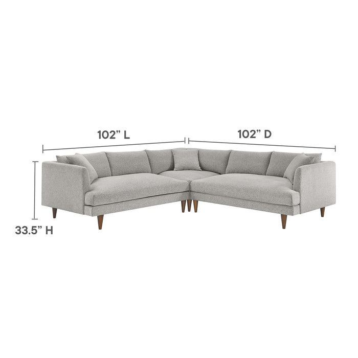 Modway Zoya Down-Filled Overstuffed 3-Piece Sectional Sofa