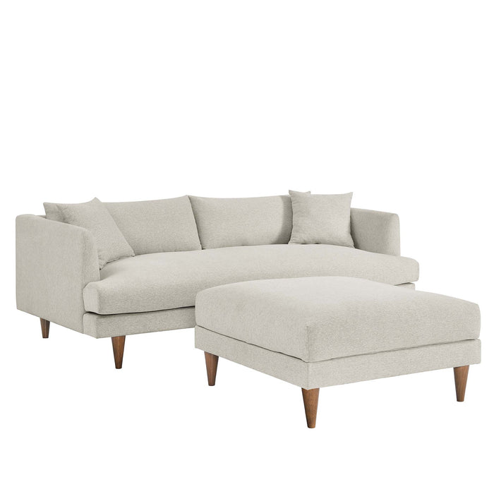 Modway Zoya Down Filled Overstuffed Sofa and Ottoman Set