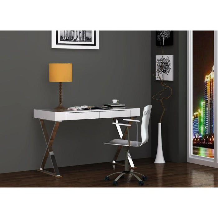 Whiteline Modern Elm White Office Desk Large