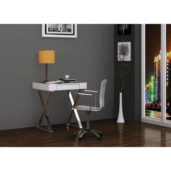 Whiteline Modern White Small Elm Home Office Desk