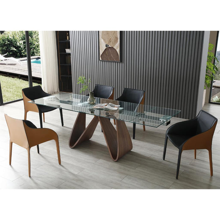 Whiteline Modern Emory Glass Extendable Dining Table