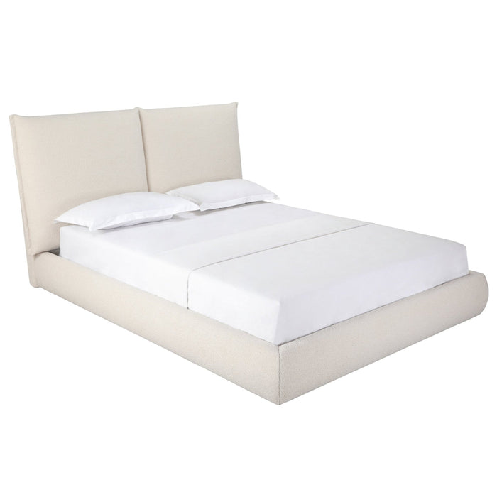 Whiteline Modern Eric White Fabric Queen Size Bed 